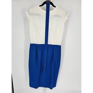 California Design Women's Blue White Sleeveless Round Neck Midi Dress Size L